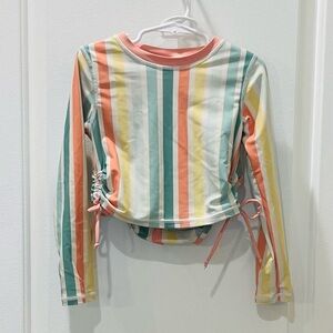 Ruffle Butts Front Striped Long Top Ruffles Bottoms Swimsuit